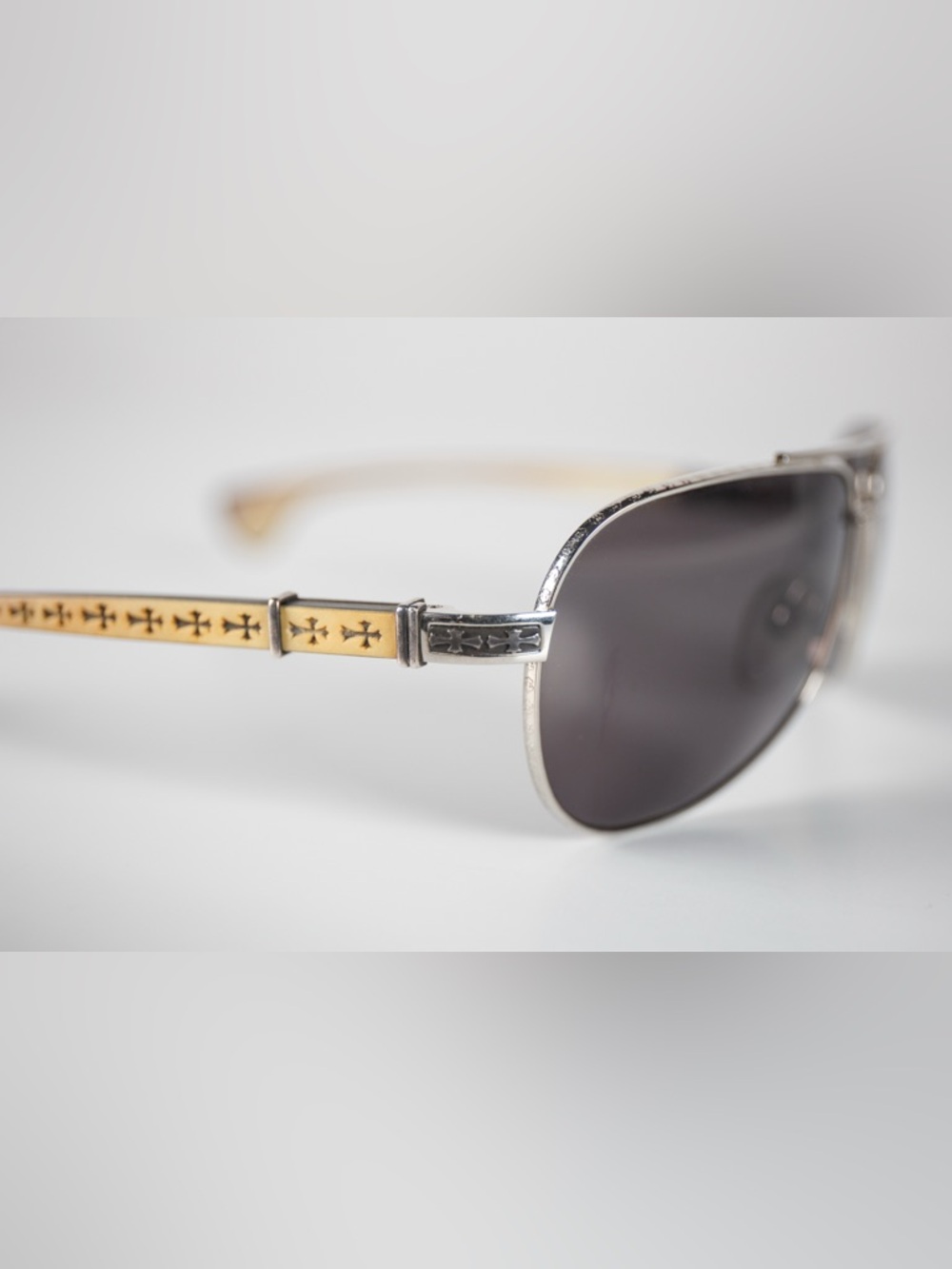 Chrome Hearts Beast I Aviator Grey White Wood Pearl Inlay Cross Rock Roll